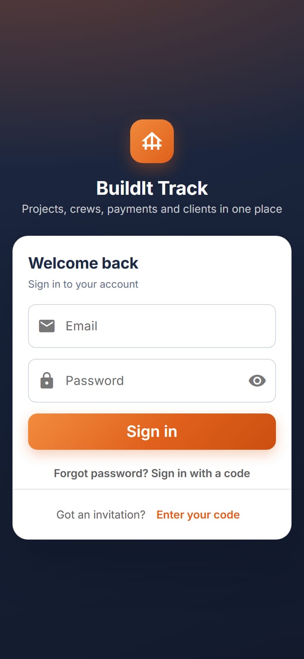 Sign in: Sign in with your email and password, or with a code we email you.
