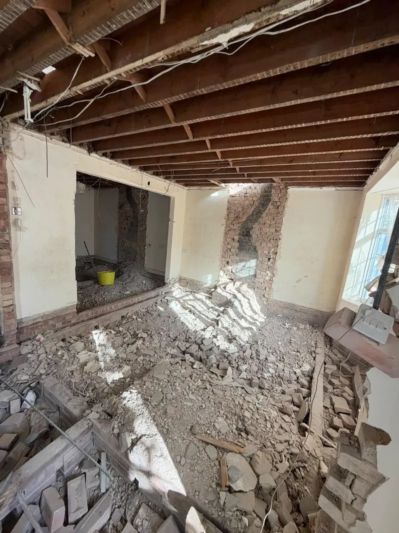 Ground floor stripped back for structural alterations